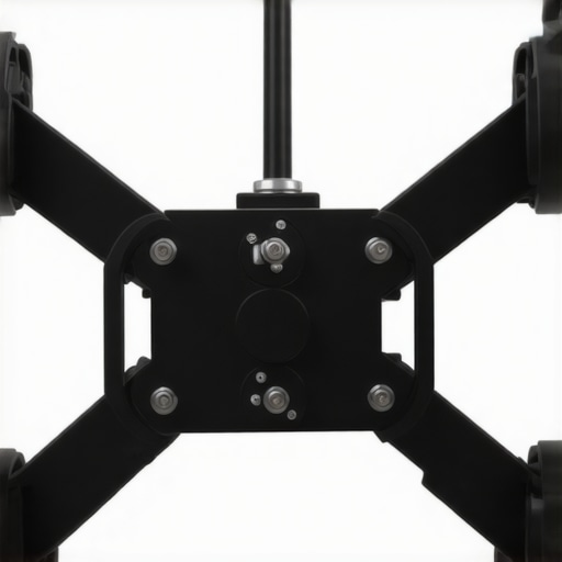 Close-up of geared adjustment knobs on a professional grade projector ceiling mount.