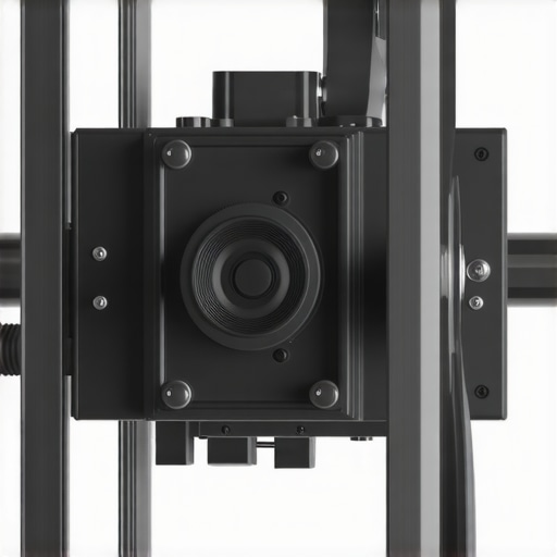 Professional grade projector mount with micro-adjustment dials Close-up of a high-quality steel projector mount showing adjustment knobs