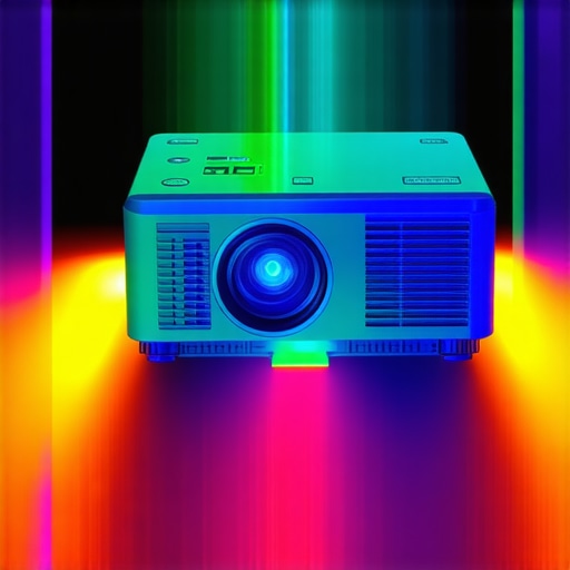 Thermal map of a projector's heat distribution during high-performance use.