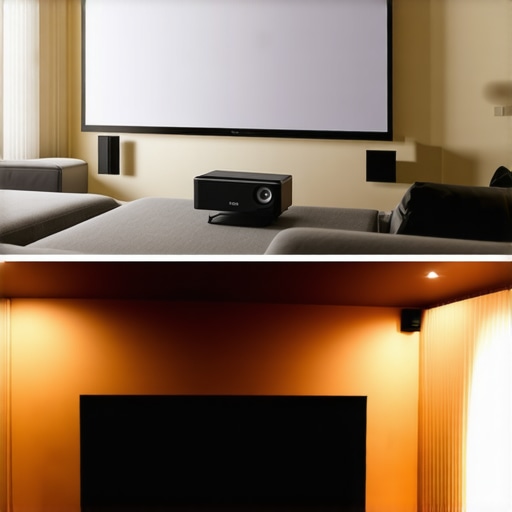 Projector Performance in Ambient Light vs Dark Room Comparison of projector image quality in different lighting conditions showing the impact of ambient light on contrast.