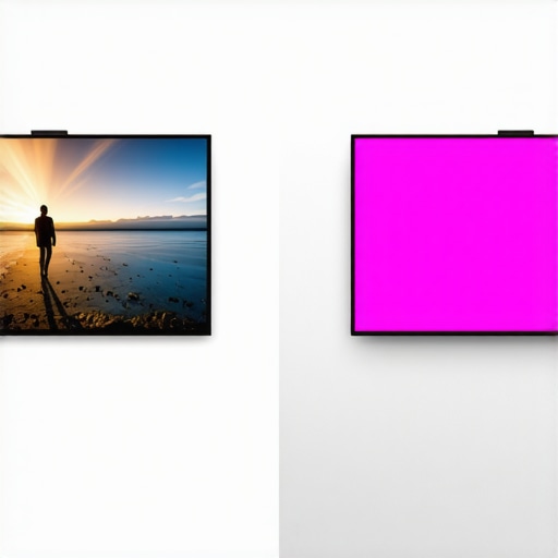 Projector Screen Contrast Comparison Comparison between 4K projector performance on a white wall and an ALR screen in a lit room