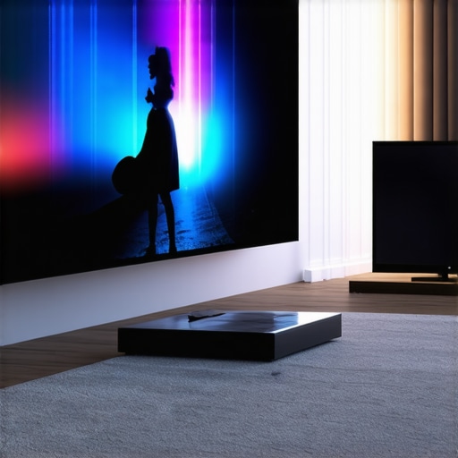 Comparison showing the massive size difference between a 120-inch projector screen and a 75-inch TV.
