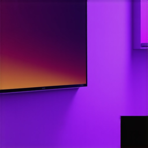 Comparison showing the scale difference between a home theater projector screen and a standard television.
