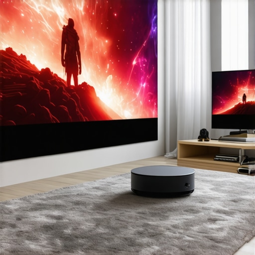A visual comparison of a massive projector screen and a large flat-screen TV, highlighting the scale advantage of laser projectors.