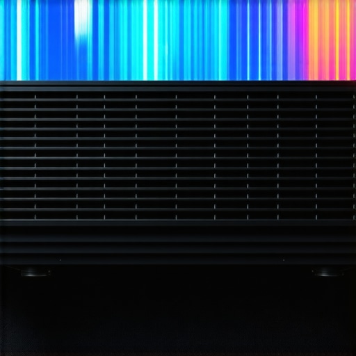 A close-up view of cooling vents on a laser projector showing heat dissipation during heavy use.