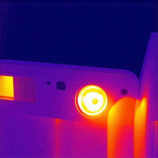 A thermal map showing the heat distribution of a 4K projector during a high-performance stress test.