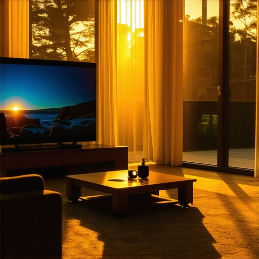 Projector performance in bright ambient light A side-by-side comparison of a 4K projector image in a bright room versus a dark room environment.