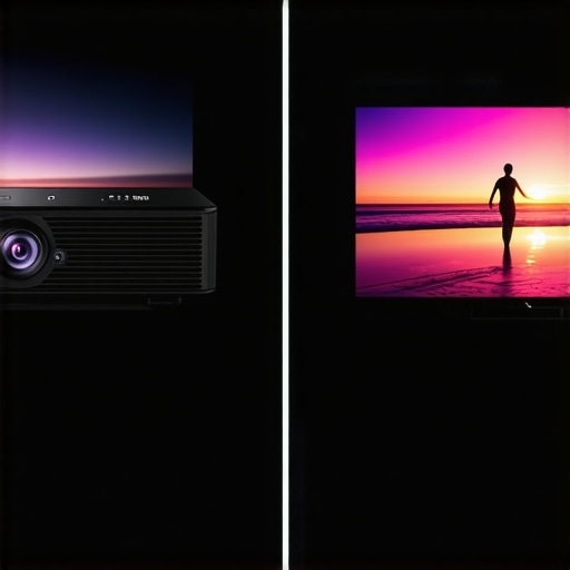 Projector vs Large Screen TV Comparison A visual comparison showing the massive scale difference between a UST projector image and a standard large flat-screen television.