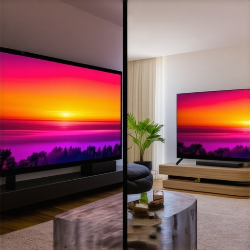 Projector vs OLED TV Side-by-Side Comparison Comparison between a 120-inch projector screen and an 85-inch OLED television in a bright living room.