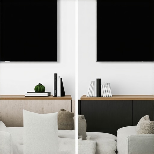 Visual comparison of a massive projector screen and a standard flat-screen television in a living room.