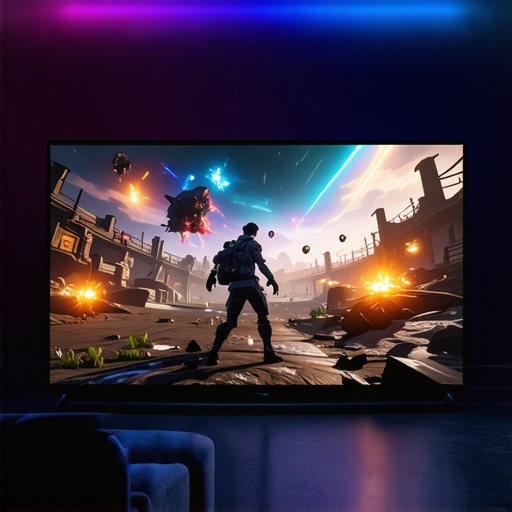 Real-World 4K Projector Gaming Performance A 4K projector displaying a high-speed gaming scenario to demonstrate low input lag and color accuracy.