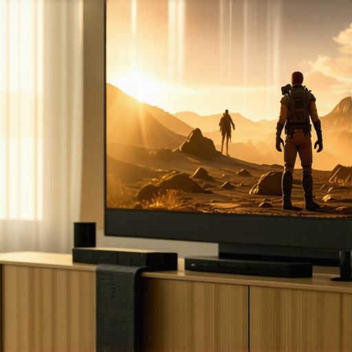 A 4K laser projector displaying a sharp image in a sun-drenched living room environment.