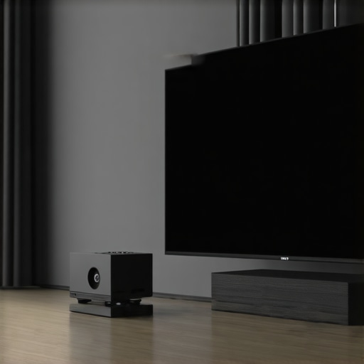 Real-world UST Projector Gaming Performance A 4K laser projector displaying a gaming menu on a screen in a dark home theater room.