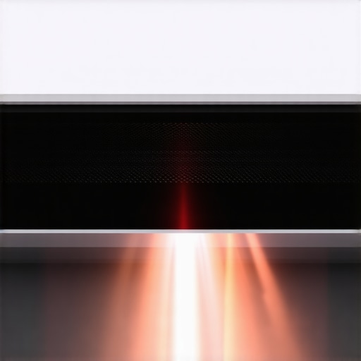 Close-up of laser projector cooling vents during high-performance testing.