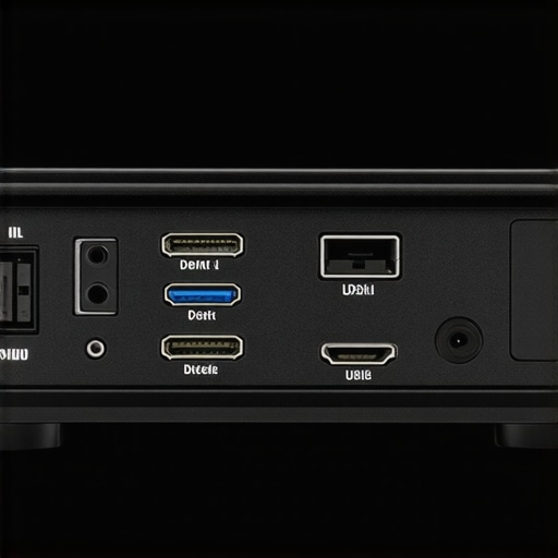 Rear Input Panel of a High-End Laser Projector Detailed view of HDMI and connectivity ports on a modern 4K laser projector unit.