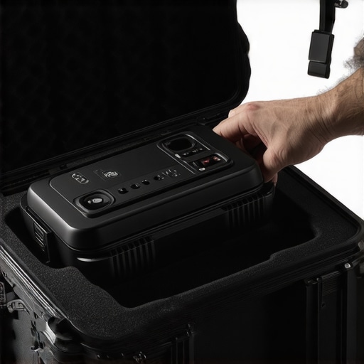 Rugged 4k Projector Travel Case A portable 4k projector secured in a professional hard-shell travel case with foam inserts.