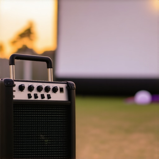 Rugged Outdoor Audio Hardware for Cinema A high-quality portable speaker designed for outdoor movie nights.