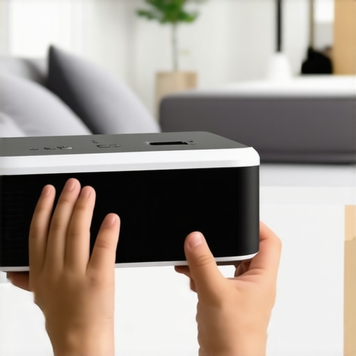 A durable portable projector designed for children showing the recessed lens and matte finish.