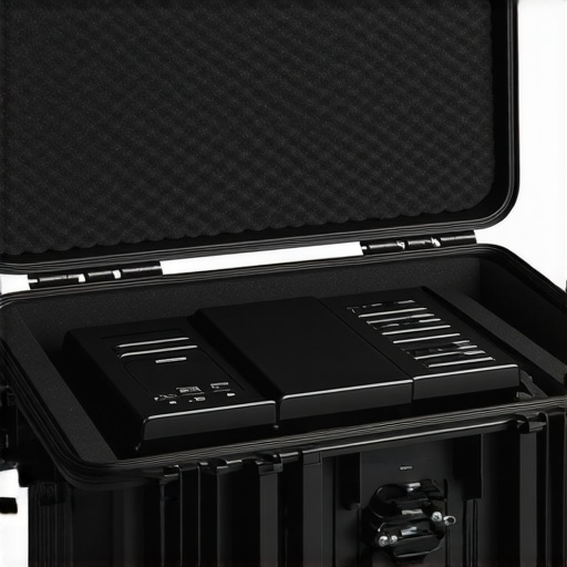 Interior of a projector hard case showing protective foam inserts.