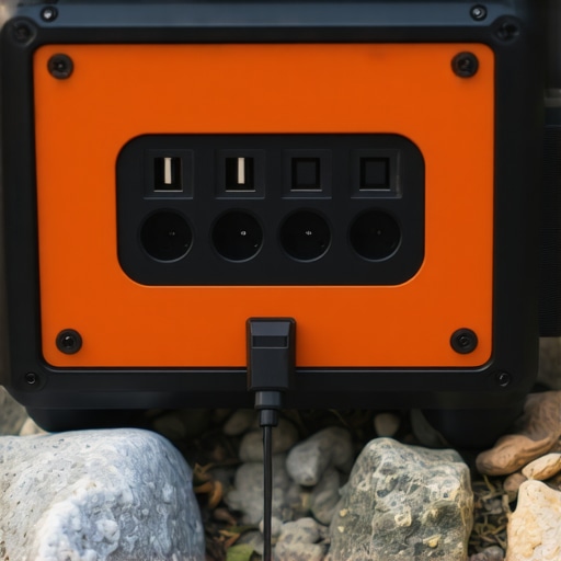 Close-up of power connections on a solar station