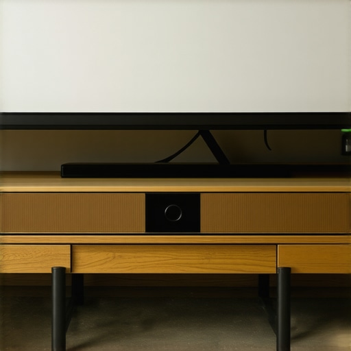 Soundbar Height Comparison for UST Projectors A comparison of soundbar heights showing how a slim bar avoids blocking a projector screen compared to a bulky model.