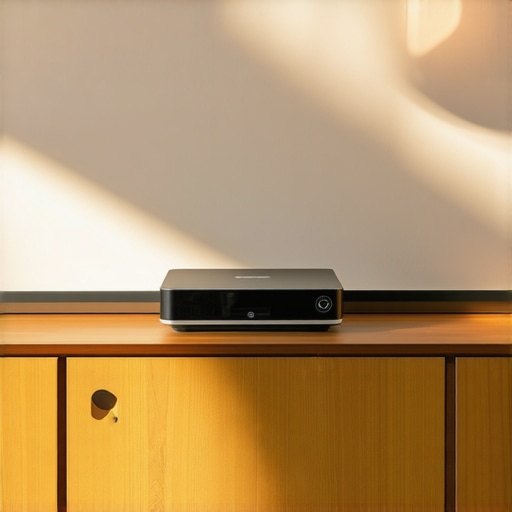 A 4K laser projector displaying a vivid image in a sunlit room.