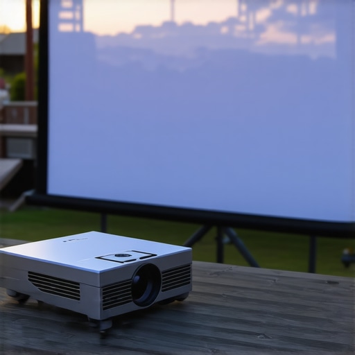 Testing portable projector thermal limits outdoors A compact travel projector operating outdoors under demanding conditions to test thermal performance and fan noise.