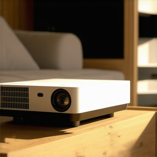 UST Projector Stress Test Ultra short throw projector projecting an image in a bright living room setup