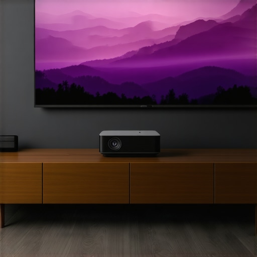 UST Projector in Modern Living Room Environment Comparison of UST projector setup vs traditional living room furniture