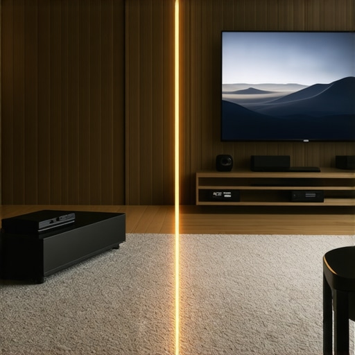 Comparison of an ultra-short throw projector and a 98-inch television in a home theater setup