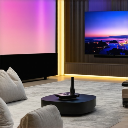 A visual comparison showing how much larger a 120-inch UST projector image is compared to a standard high-end 83-inch OLED TV.