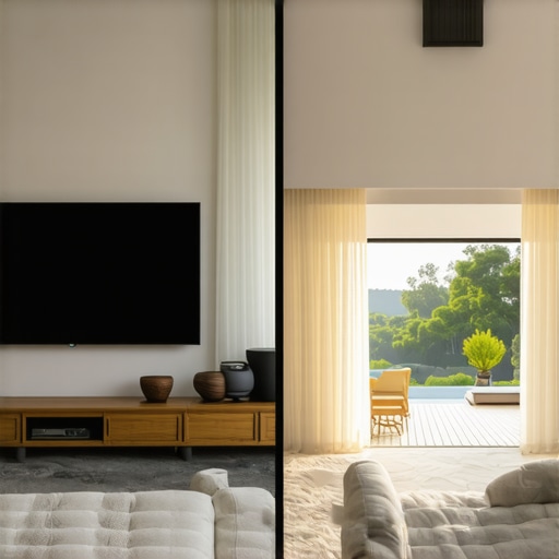 Visual comparison showing the scale difference between a 120-inch projector screen and a 65-inch television.