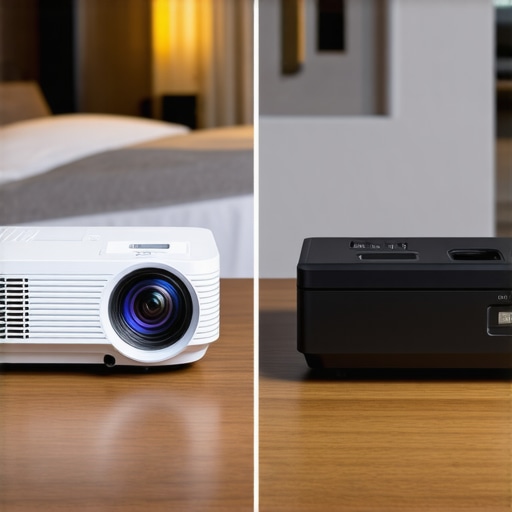 UST vs Long Throw Projector Comparison Comparison of UST and portable long throw projectors in a travel setting