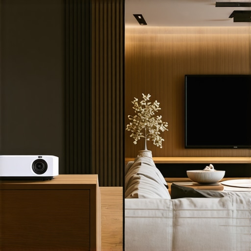 Comparison of ultra-short throw and traditional long-throw projector installations in a home theater.