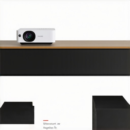 Ultra Short Throw vs Traditional Projector Comparison Comparison between a UST projector sitting on furniture and a traditional projector hanging from the ceiling.