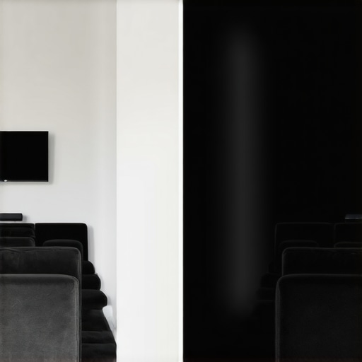 Velvet Room Treatment Performance Comparison Side-by-side contrast comparison of velvet-treated home theater vs white room